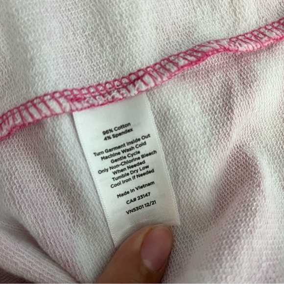 T by Talbots Womens M Wavy Tie-Dye Pink White Pullover Dress Casual Cross Back - Picture 8 of 13